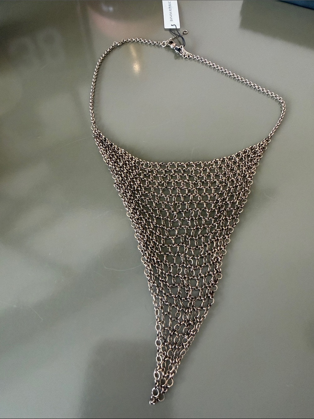 Banana Republic Statement Silver-gold Tone Chain Mesh Bib Necklace